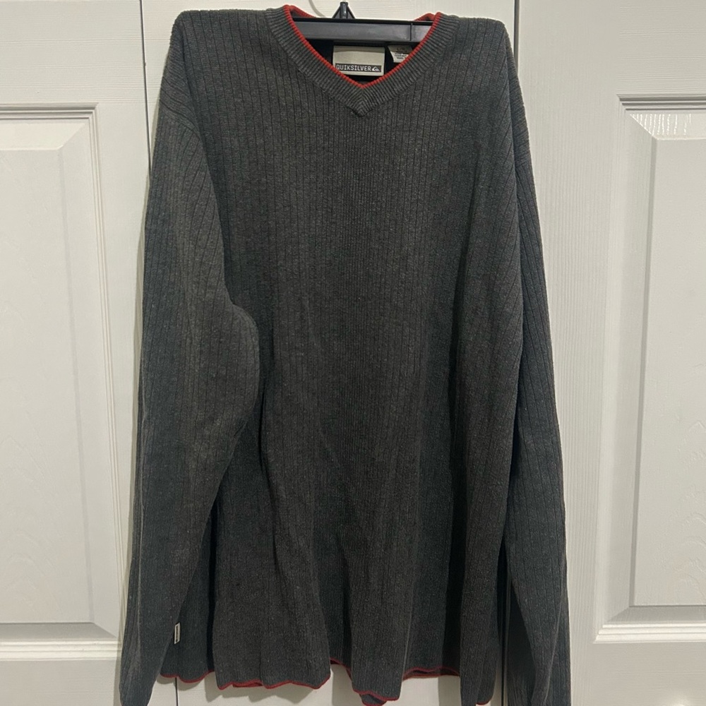 Vintage Quicksilver Sweater Size Large Gray/Red 2000s Y2K Winter Quiksilver
